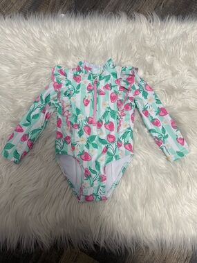 Tommy Bahama longsleeves rashguard swimsuit green fruit strawberry 12 mos